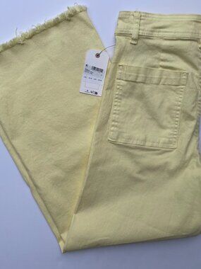 Billabong Women's Free Fall High-Waist Wide Leg Cropped Pants | Size 27 | Yellow